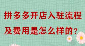 拼多多開店入駐流程及費(fèi)用