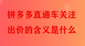 拼多多直通車關(guān)注出價的含義是什么
